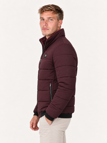 Men's Quilted Bomber Jacket – Stand Collar, Metal Zip
