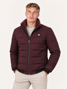 Men's Quilted Bomber Jacket – Stand Collar, Metal Zip