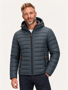 Men's Hooded Puffer Jacket – Quilted, Full Zip, Regular Fit