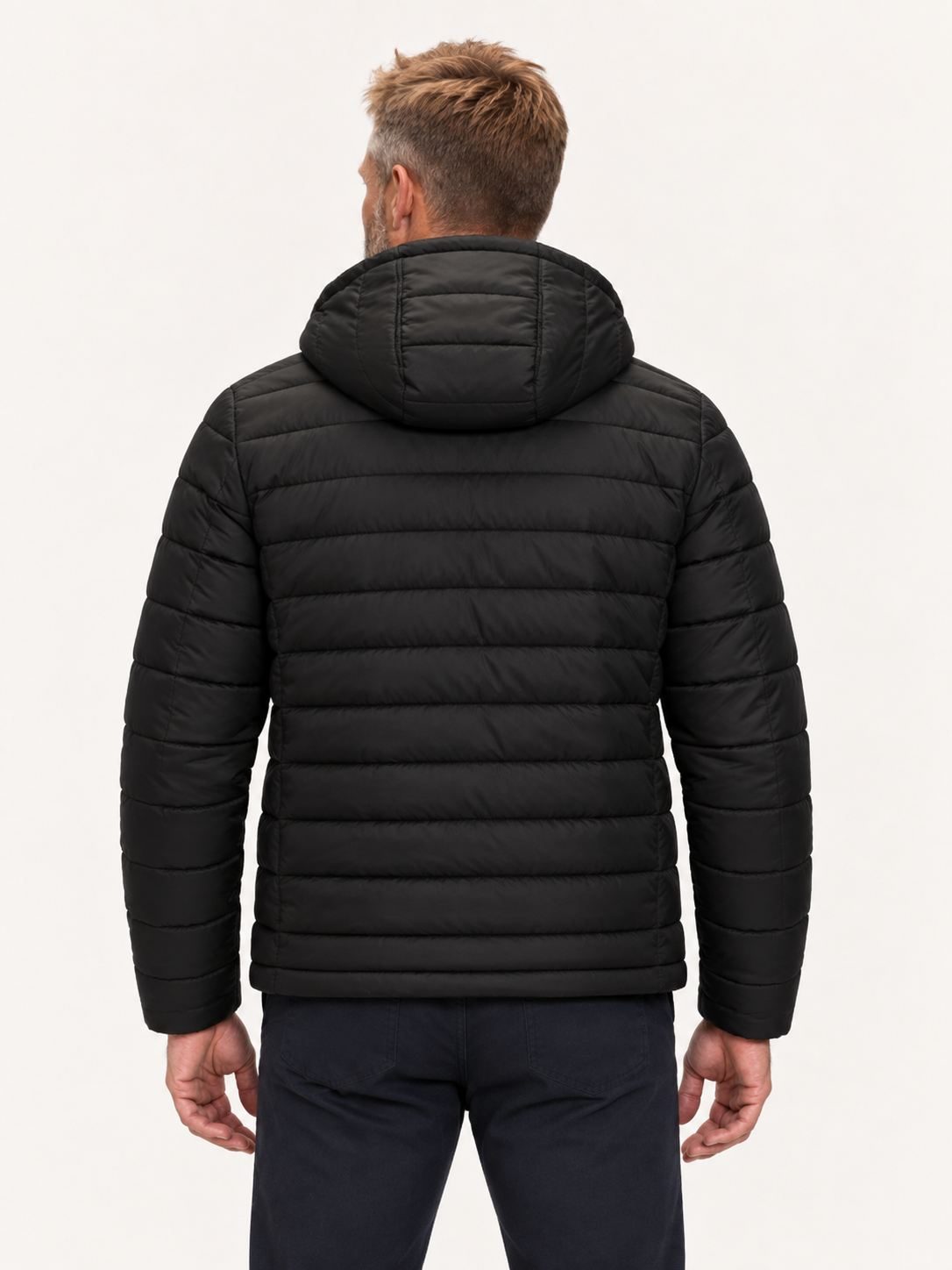 Men's Hooded Puffer Jacket – Quilted, Full Zip, Regular Fit