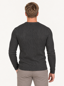 Men’s Long Sleeve Ribbed Knit Henley Sweater