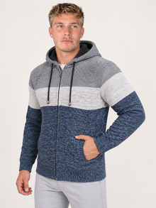 Men’s Fleece-Lined Hooded Knit Zip-Up Jacket