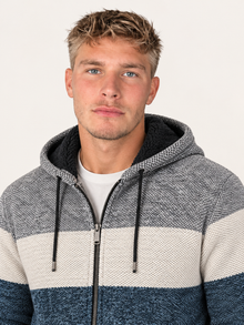 Men’s Fleece-Lined Hooded Knit Zip-Up Jacket