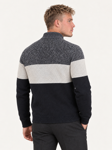 Men’s Zip-Up Knit Sweater with Stand Collar